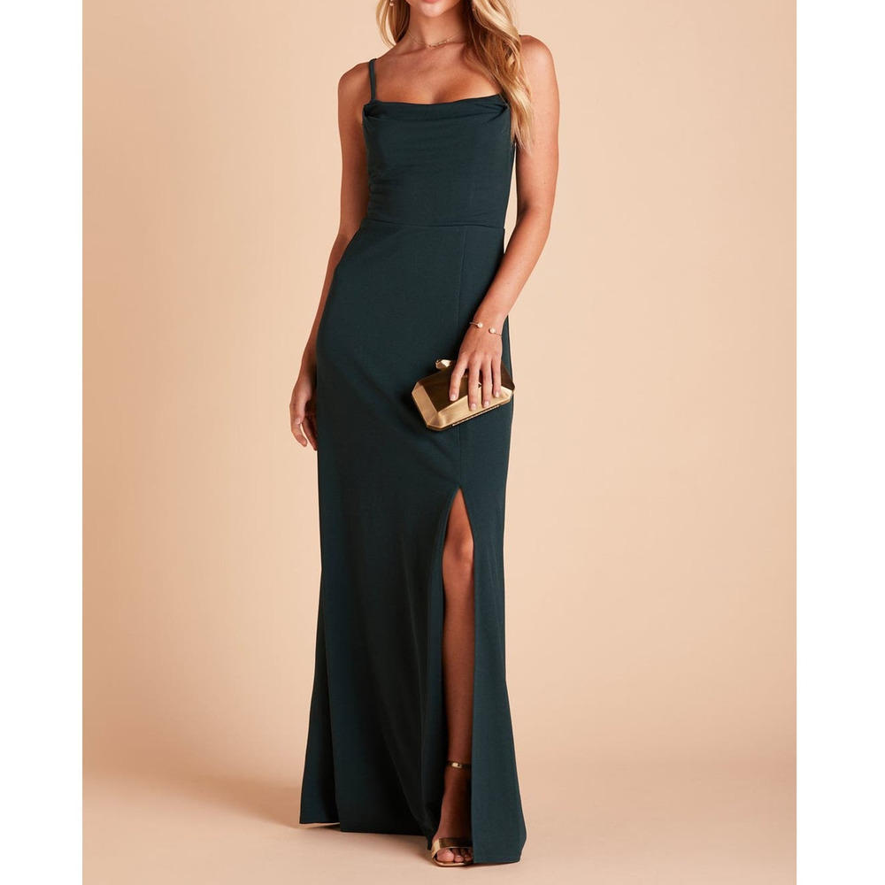 BIRDY GREY M Emerald Green Cowl Neck Slit Sleeveless Ash Maxi Dress NWT b68